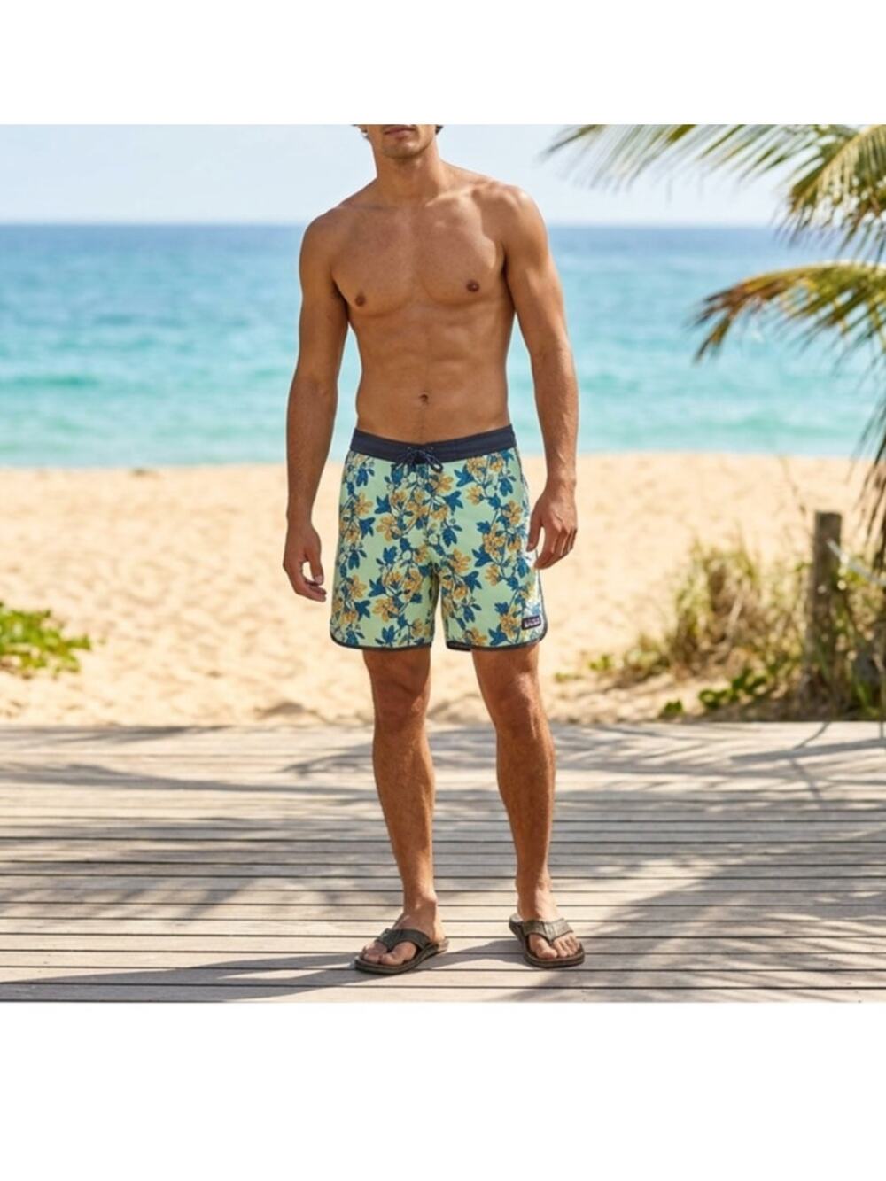 Patagonia Scallop Hem Stretch Wavefarer Board Shorts - Size XL - Floral Print